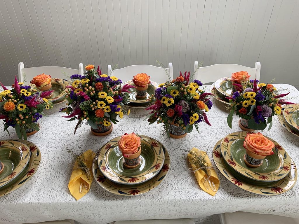 Event - Orange Roses Floral Table arrangement