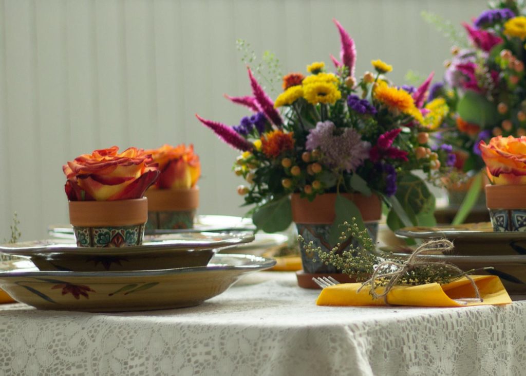 Event - Orange Roses Floral Table arrangement