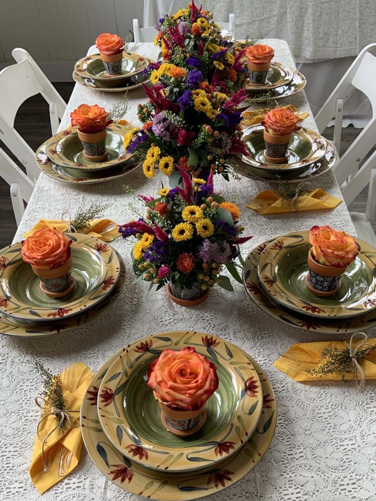 Event - Orange Roses Floral Table arrangement