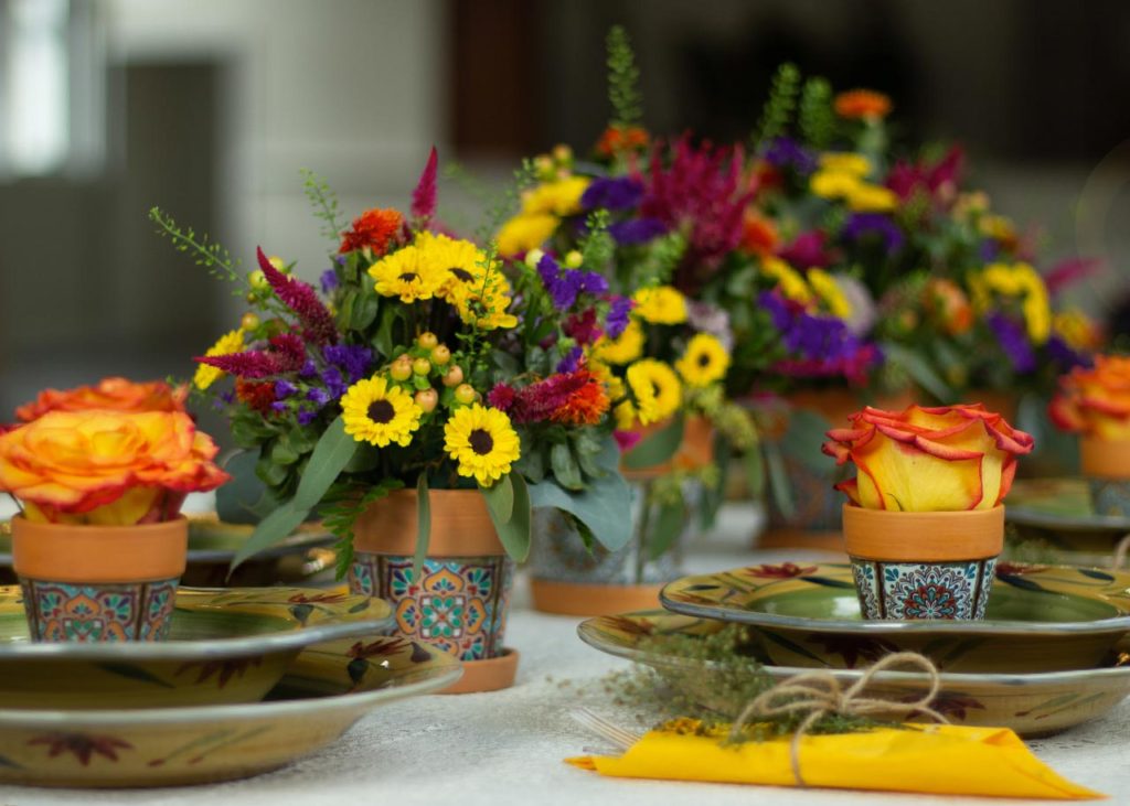 Event - Orange Roses Floral Table arrangement