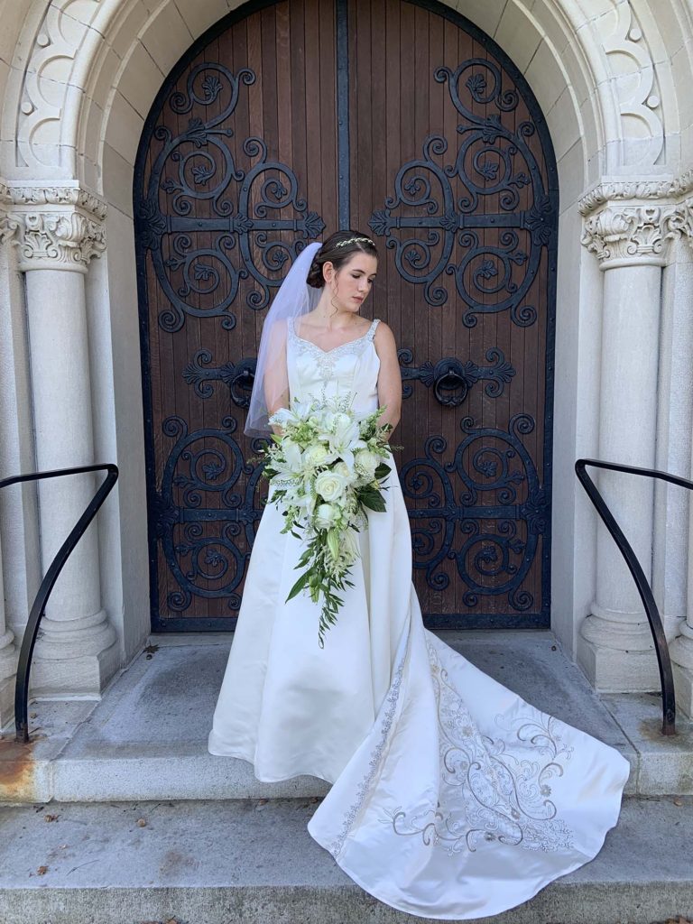 Weddings Brides White Rose bouquet with Lilies