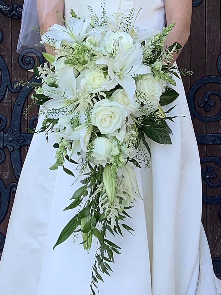 Weddings Brides White Rose bouquet with Lilies
