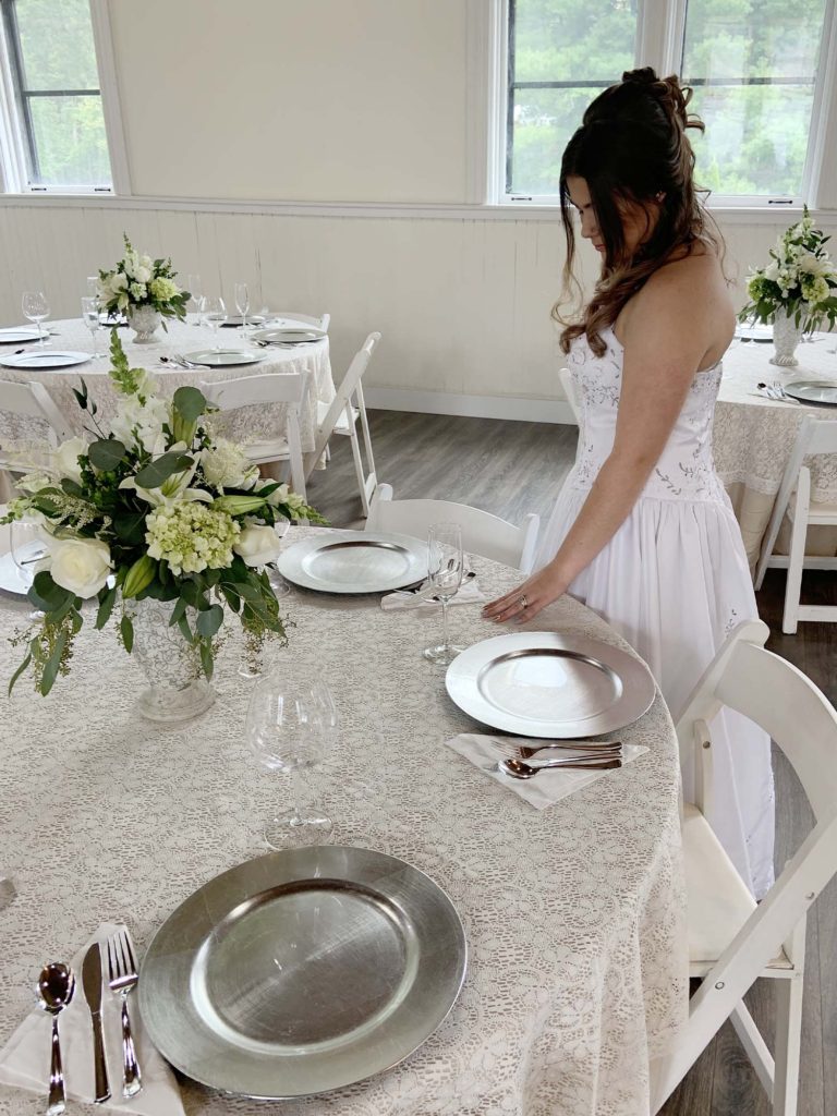 Wedding Reception - White Rose Floral Arrangement table