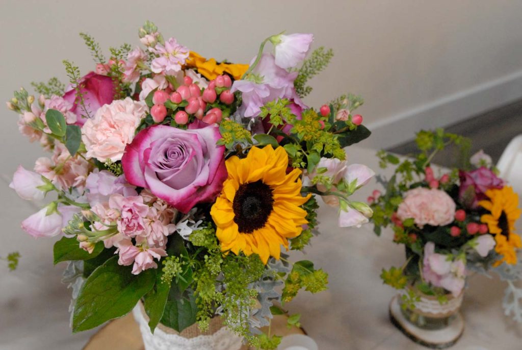 Wedding Reception - Sunflower Mason Jar floral detail