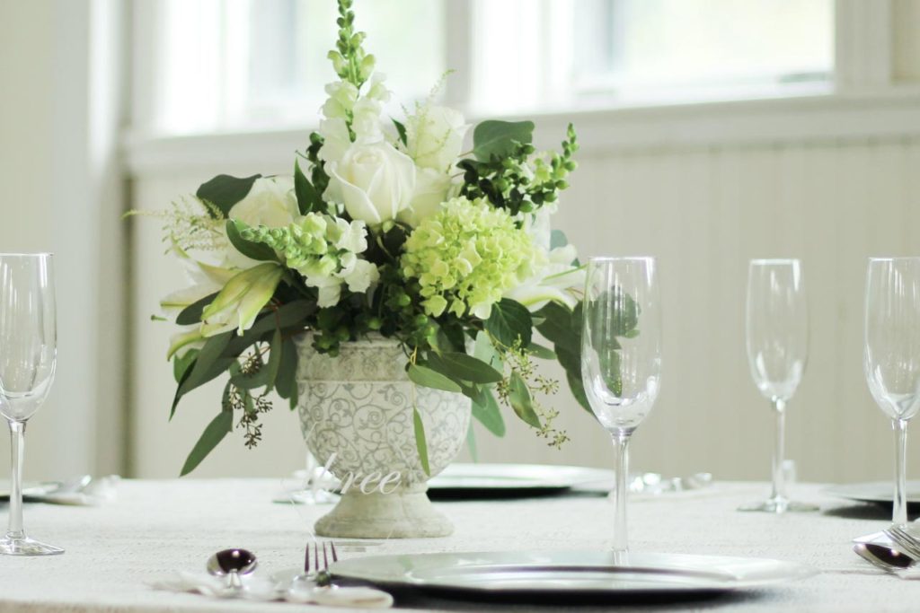 Wedding Reception - White Rose Tables Detail