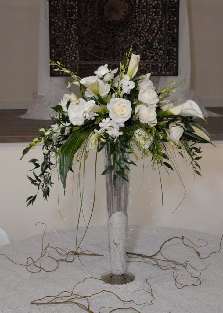 Wedding Reception Flower arrangement - White Rose and Calla lilies